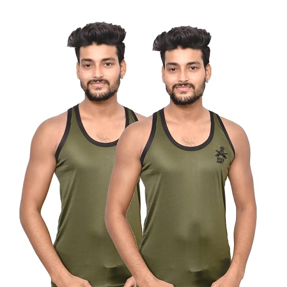 REAL DAD Army Sando for Men White Vest 