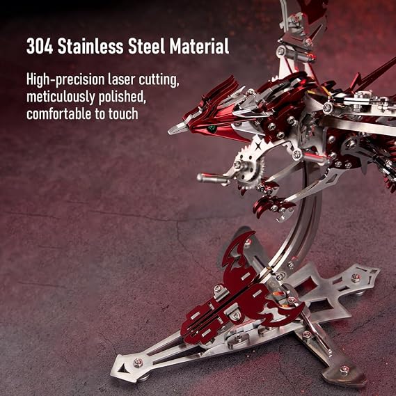 3D Metal Ornithopter Puzzles for Adults, DIY Mechanical Phoenix 3D Metal Model, Steampunk Puzzle Phoenix, Stainless Steel Animal Bird Assembly Kit with Flapping Wings, Handmade Gift & Decor, 358PCS