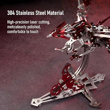 3D Metal Ornithopter Puzzles for Adults, DIY Mechanical Phoenix 3D Metal Model, Steampunk Puzzle Phoenix, Stainless Steel Animal Bird Assembly Kit with Flapping Wings, Handmade Gift & Decor, 358PCS