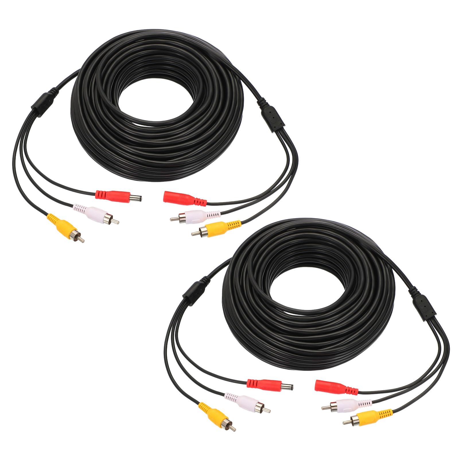 PATIKIL Power Cable 65.6Ft, 2 Pcs 2.1mm x 5.5mm RCA Male to Male Pigtail Barrel Plug Connector Cable for CCTV Security Camera Lighting Power Adapter,