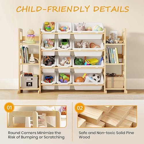 Miniatura 15 de Organizador de almacenamiento de juguetes - Organizadores de juguetes y almacenamiento con estantería, estantería de almacenamiento de juguetes con