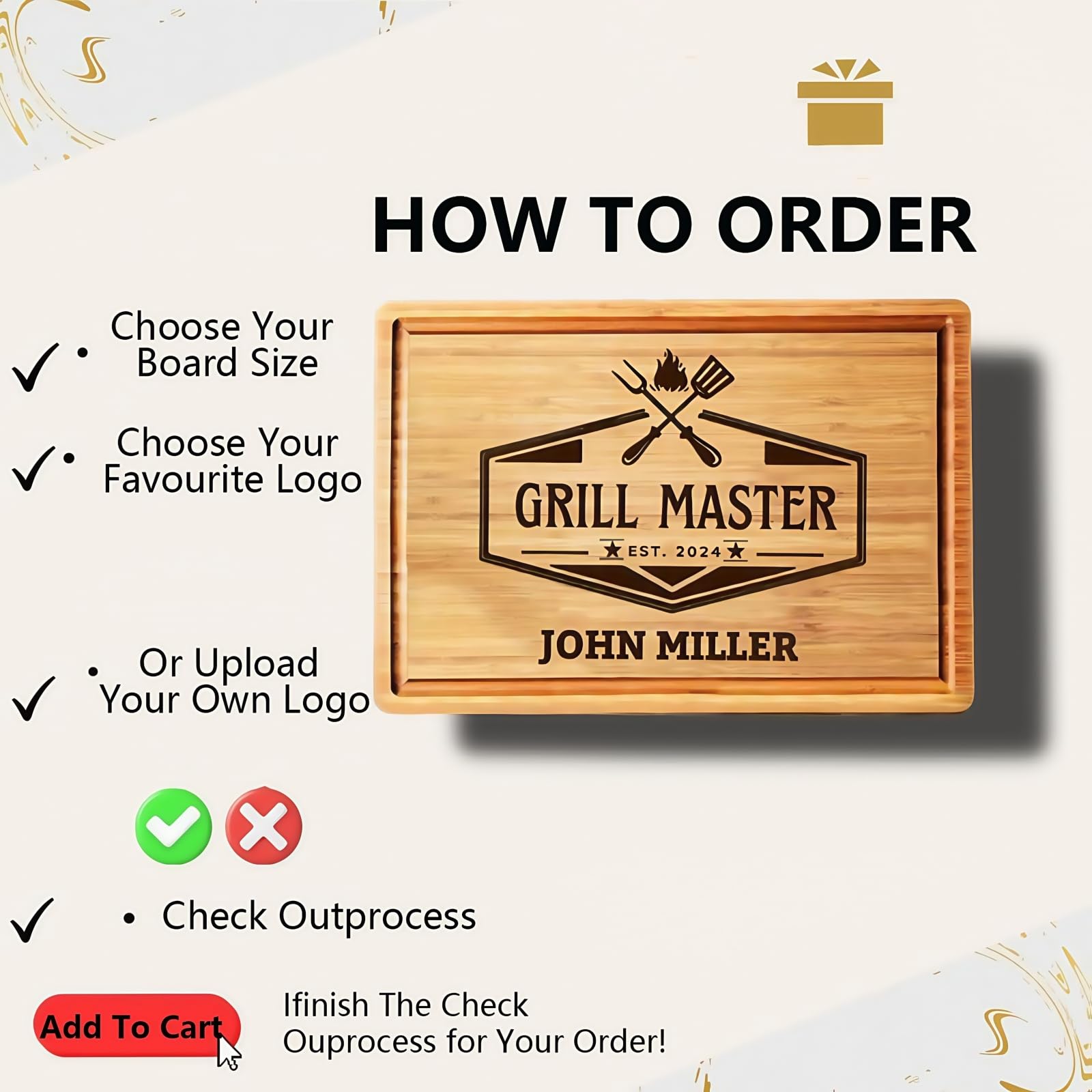 Tabla de Cortar de Bambú Personalizada con Grabado, Vertedor y Asa Lateral – Ideal Para Bodas, Despedidas, Compromisos, Aniversarios O Regalo de Inauguración