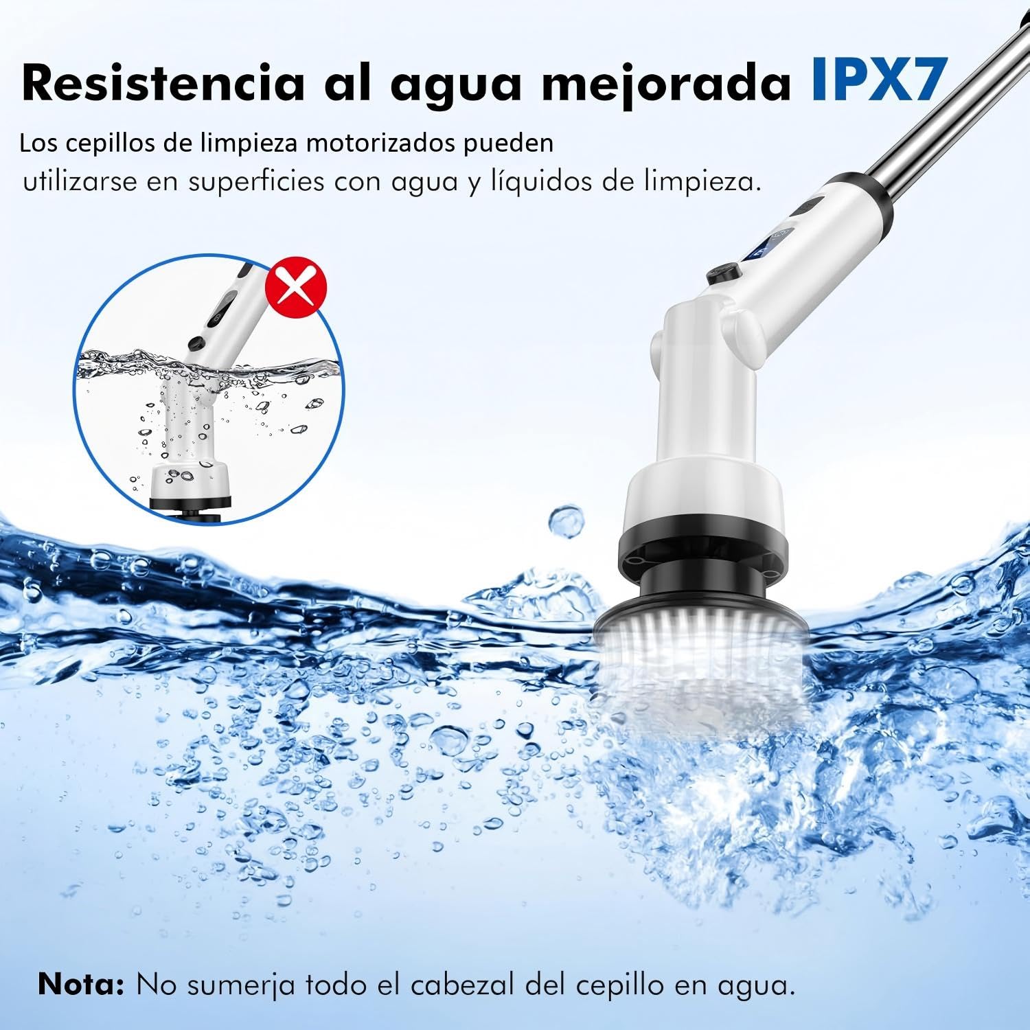 Cepillo Electrico Limpieza Hogar,Cepillo Limpieza Electrico con 8 Cabezales Reemplazables,Spin Scrubber Giratorio Limpieza Potencia,Fregadora Giratoria Eléctrico para Hogar,Baño,Suelos