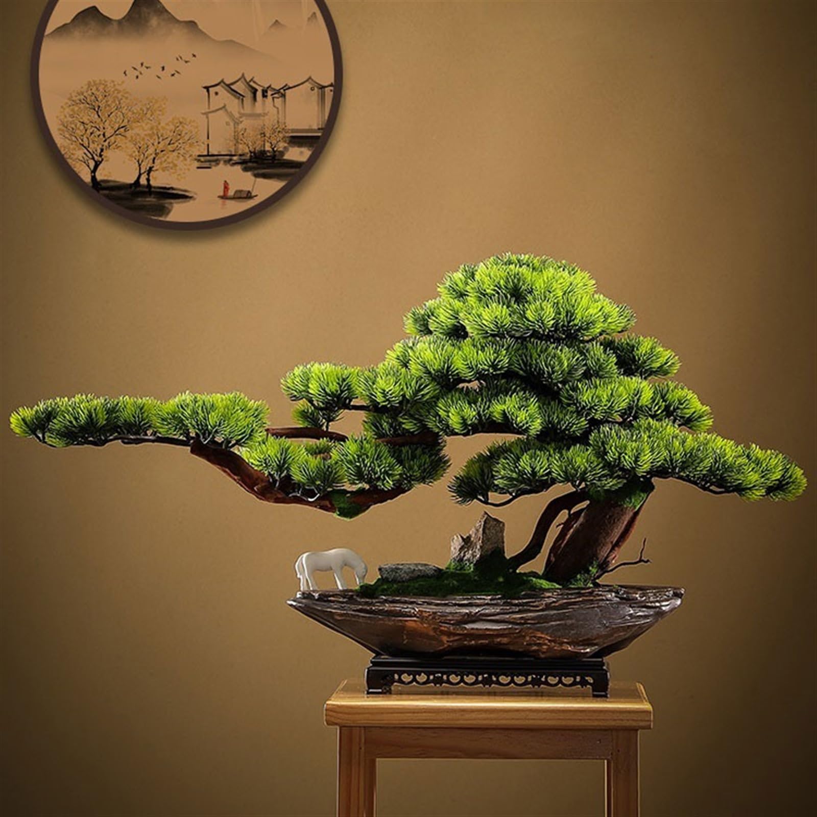 künstliche Bonsai Hause Simulation Bonsai Wohnzimmer Eingang Büro Desktop Dekorative Kiefer Baum Ornamente Landschaftsbau Feng Shui Kunstpflanze