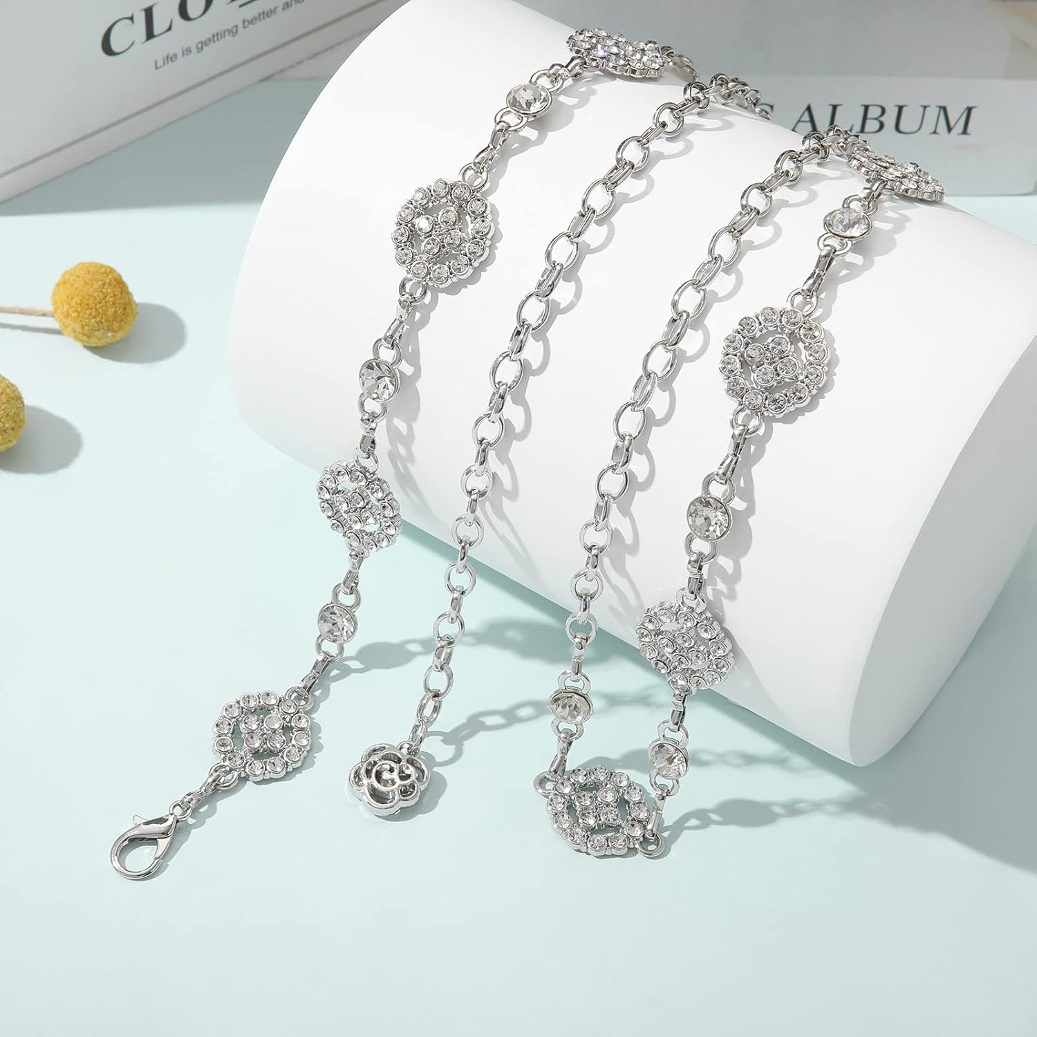 AWAYTR Waist Chains Belts for Women - Rhinestone Gold Silver Chain Belts for Dresses - Image 3