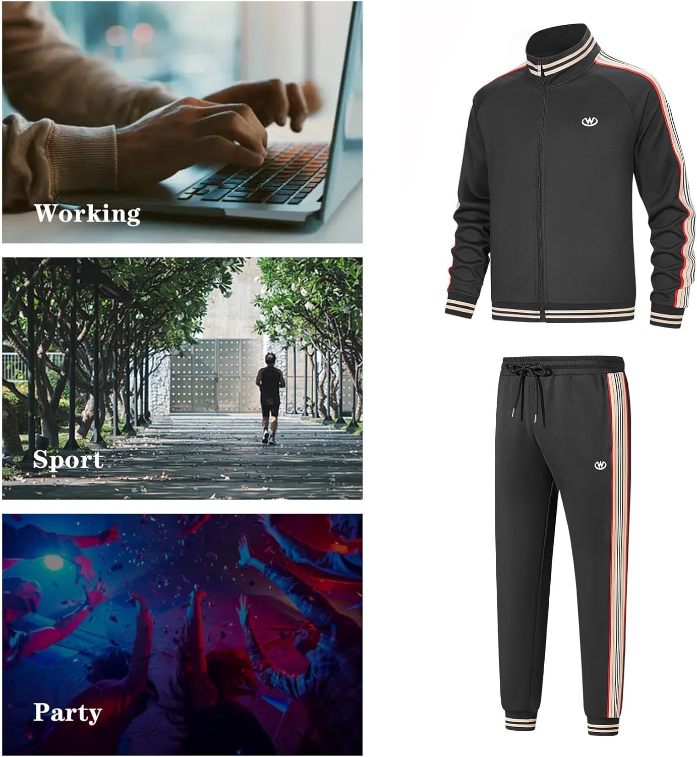 W JIANWANG Track Suits for Men Set Jogging Tracksuit Mens Sweatsuits Workout Running Sports Jogger Sweat Suits Outfits - Image 8