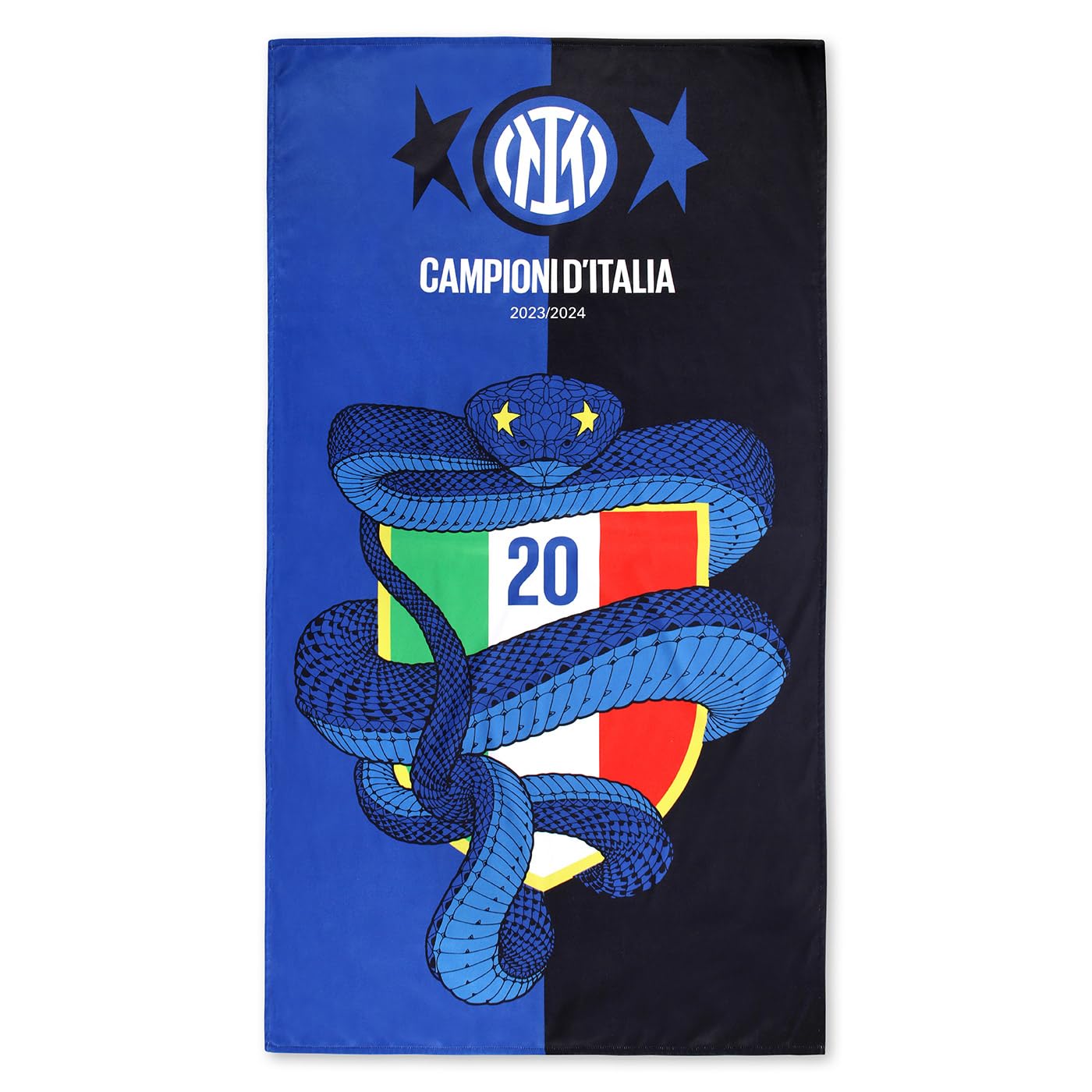 Inter Scudetto Beach Towel, Championi D'Italia 23/24, Second Star, 20th Scudetto, Biscione, Towel, Official Product, 86 x 155 cm