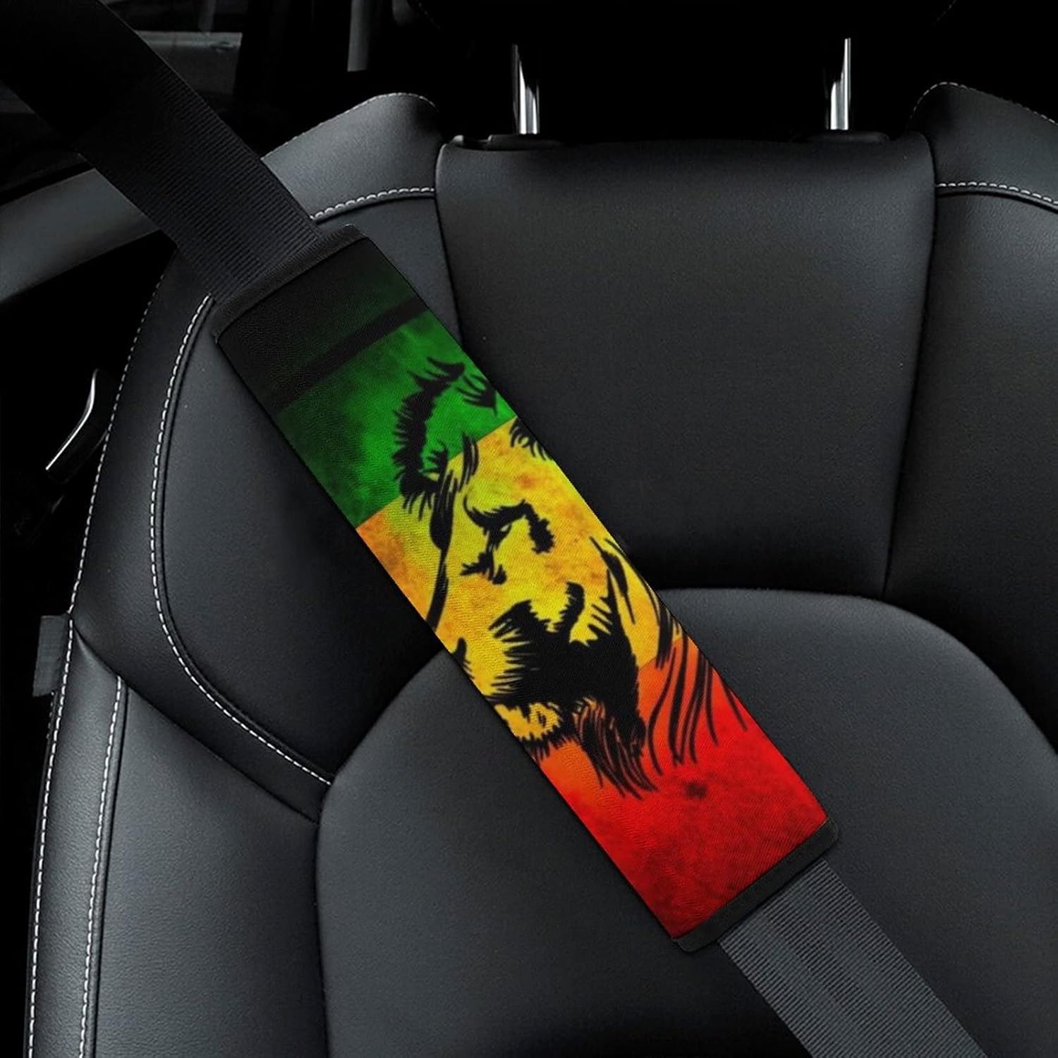 FunnyStar African Flag The Lion of Judah Rasta Rastafari Jamaica Car Seat Belt Pads Cover Shoulder Strap Comfortable Padded Protector for Car Bag : Automotive