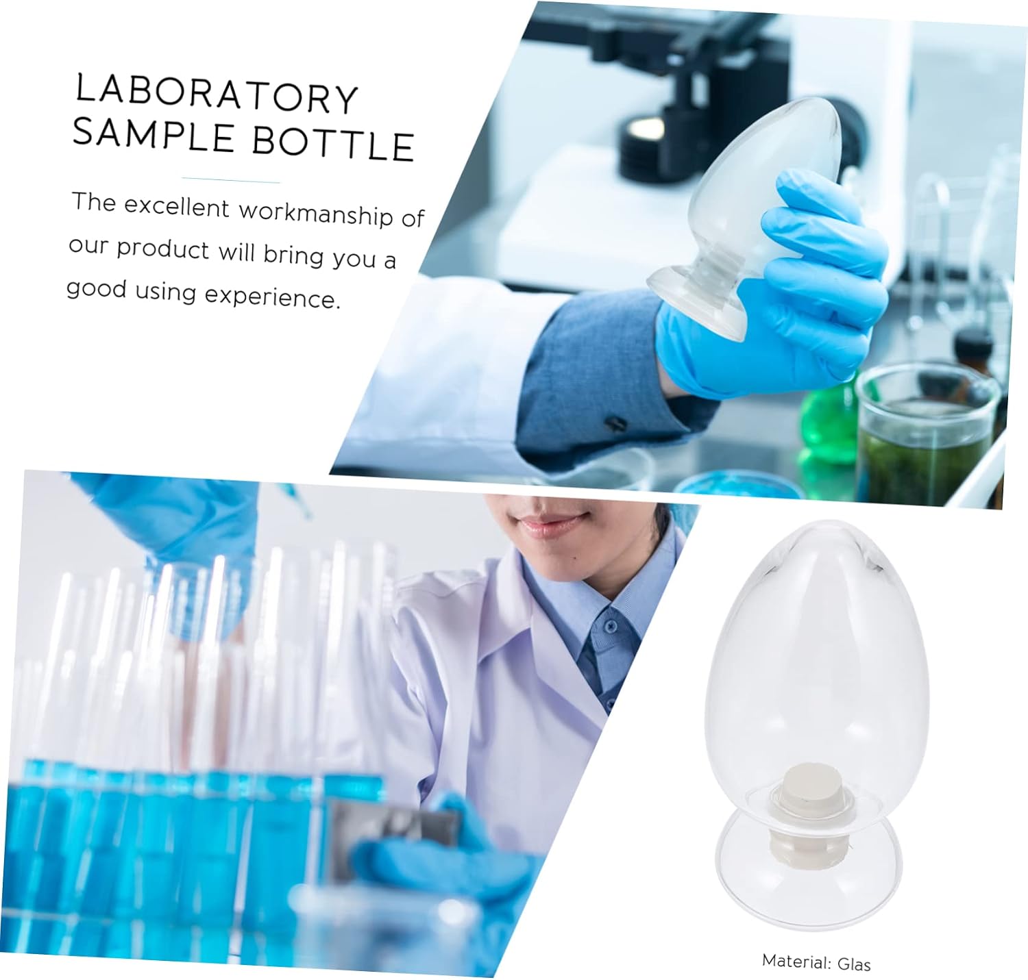 1pc Conical Glass Storage Bottle Stopper Laboratory Specimen Container for Easy Observation of Contents Capacity