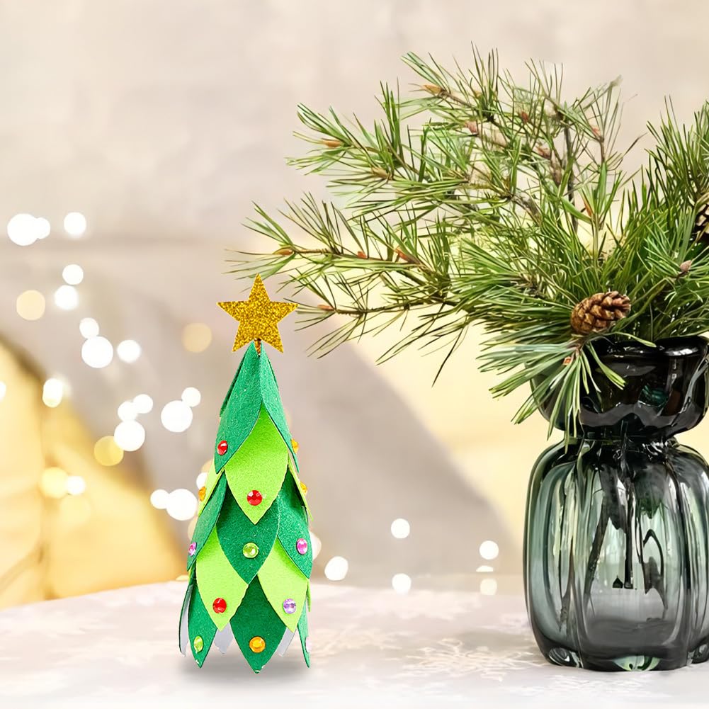 InteDesign Filcowy zestaw choinki, 3D DIY filcowy zestaw choinki, zestaw do majsterkowania z ręcznie wykonanymi ornamentami, filcowa dekoracja choinkowa, upominki na przyjęcie, Boże Narodzenie, sztuka