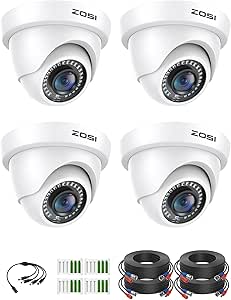 ZOSI 4Pack 2.0MP HD 1080P Security Cameras Kit, 80ft Night Vision, Indoor Outdoor Home CCTV Dome Camera for 1080P/5MP/4K HD-TVI Analog DVR System asin的图片