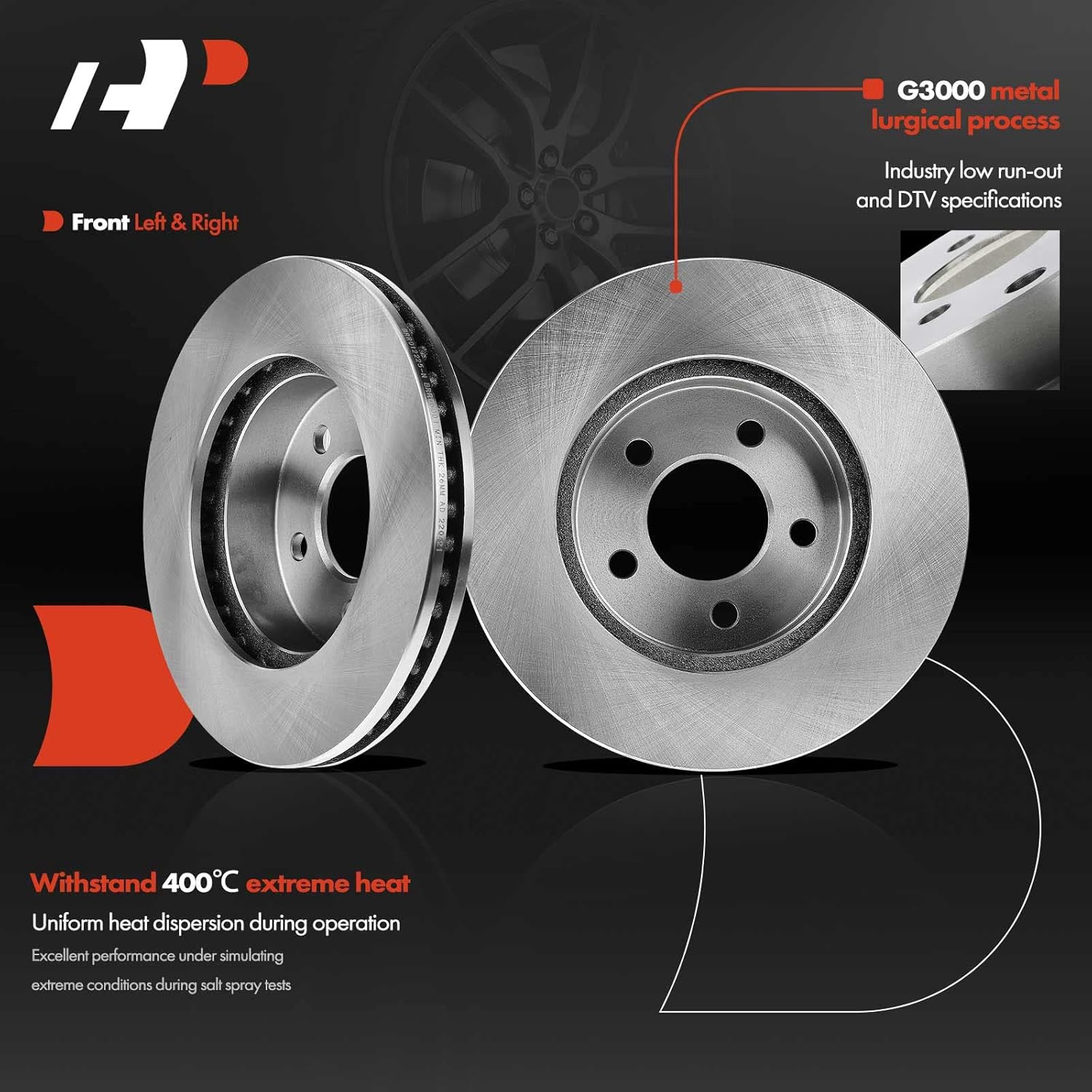 A-Premium 11.34 in (288mm) Front Vented Disc Brake Rotors + Ceramic Pads Kit Compatible with Select Jeep Models - Liberty, 2002 2003 2004 2005 2006 2007, 6-PC Set