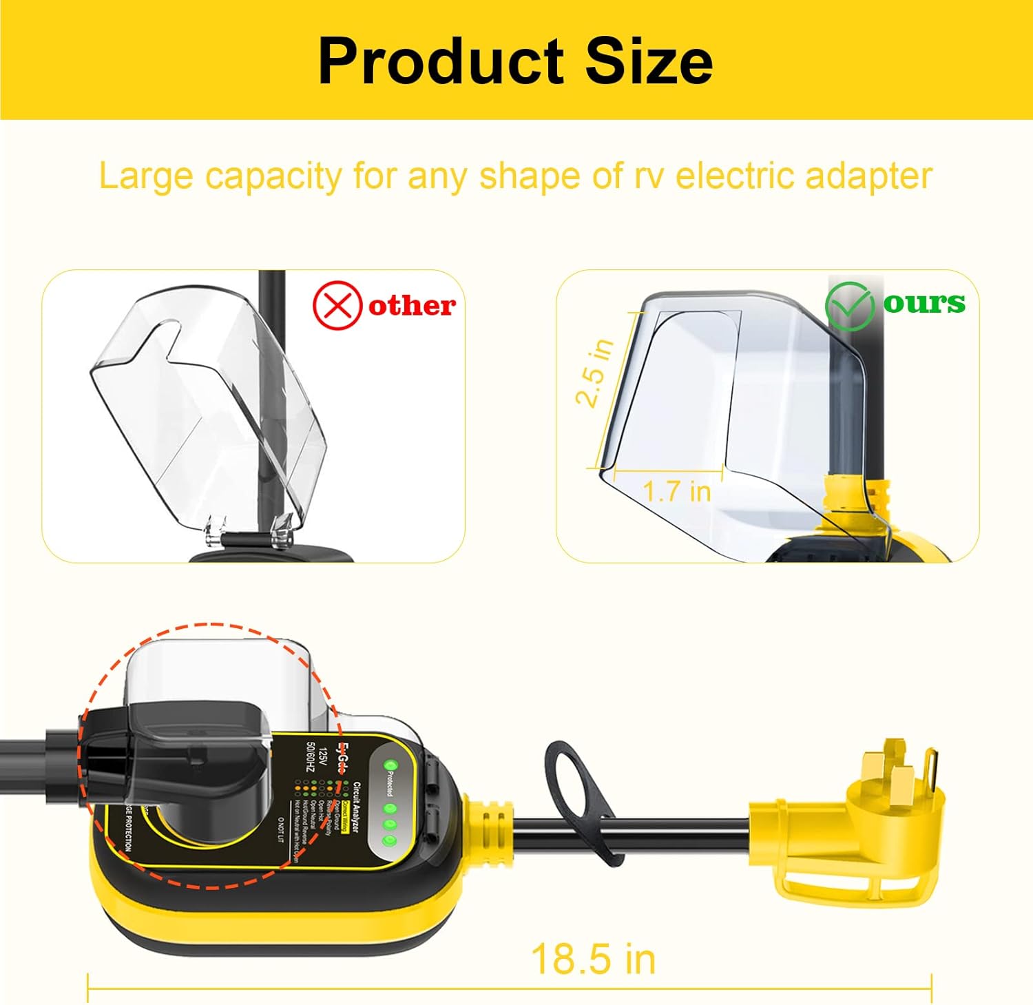 EyGde 50 Amp to 30 Amp RV Adapter with Surge Protector Waterproof + 30 Amp Surge Protector Circuit Analyzer Power Guard for Camper Travel Trailer