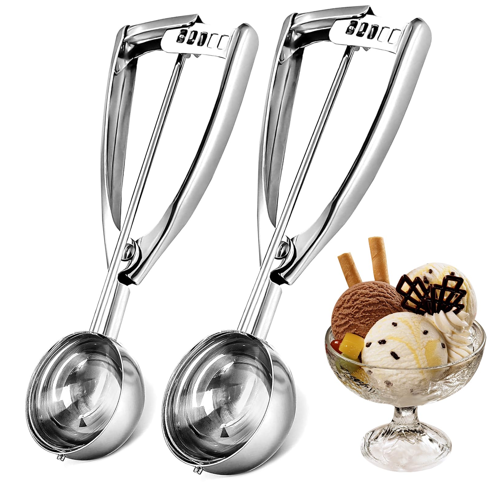 Set 3 Cucchiai Per Gelato In Acciaio Inox - Griglietto Con Misure 4cm, 5cm, 6cm - Foto 9