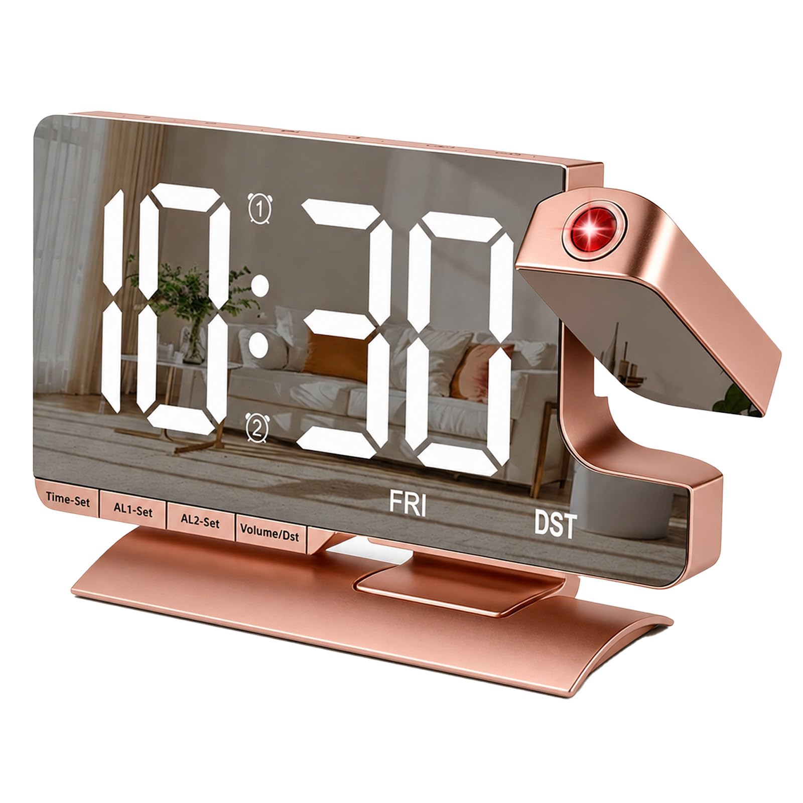 Reloj despertador digital espejo pantalla grande con cargador USB Tipo C