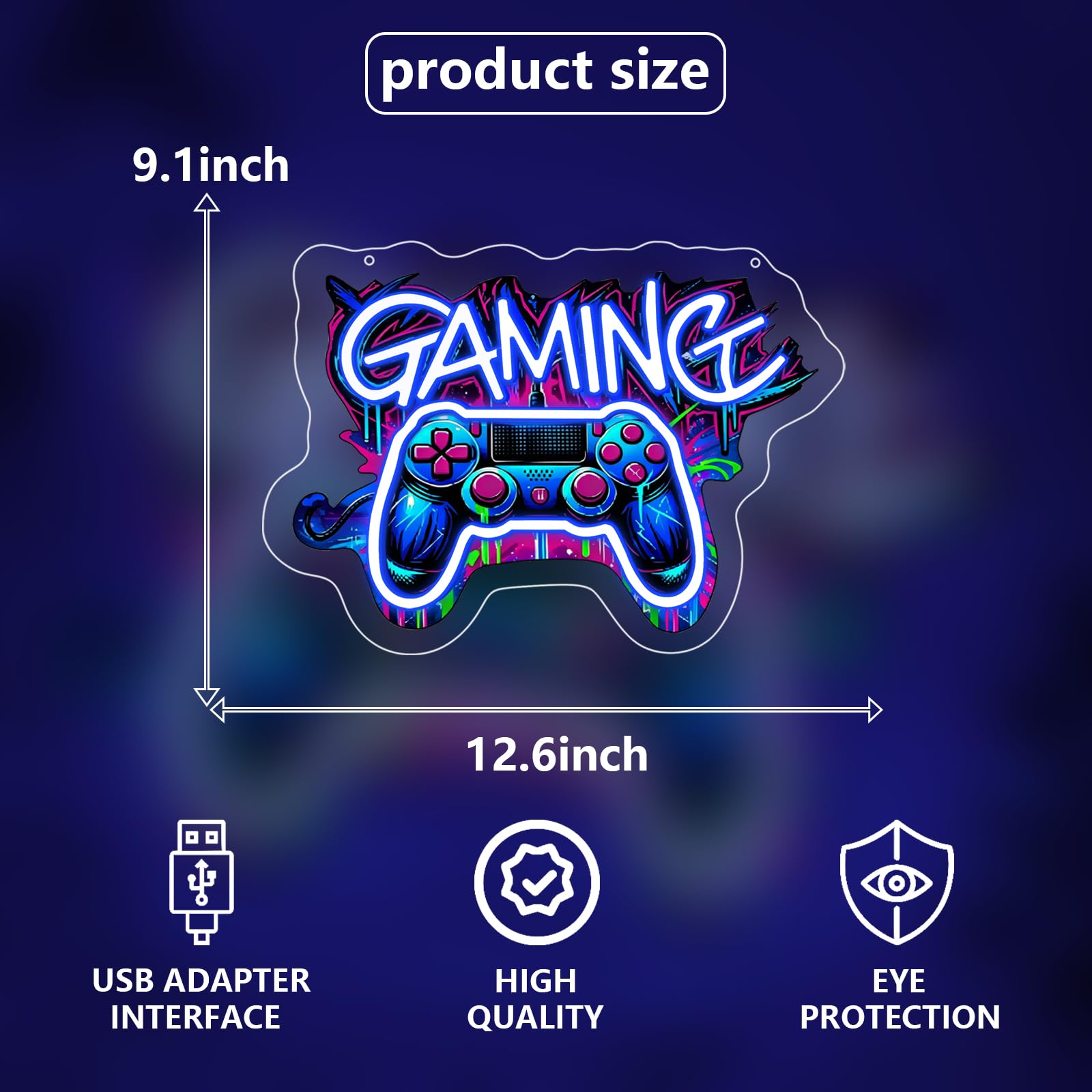 Gaming Zone neonowy szyld, kontroler gier, neonowa tabliczka do dekoracji ściany, neonowa lampa ścienna LED do pokoju zabaw, dla mężczyzn, dekoracja pokoju zabaw dla chłopców, sypialni