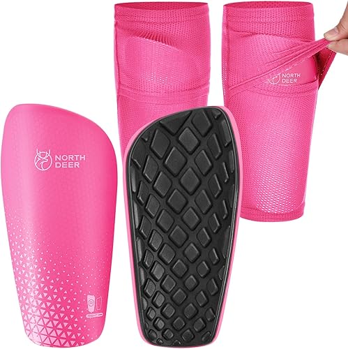 Northdeer - Espinilleras de fútbol para niños y adultos. Mangas con bolsillo de inserción optimizado - Protección de fútbol para niños, niñas y