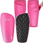 Soccer Shin Guards for Boys incl. Sleeves with Optimized Insert Pocket - Protective Soccer Equipment for Kids Girls (Pink M)