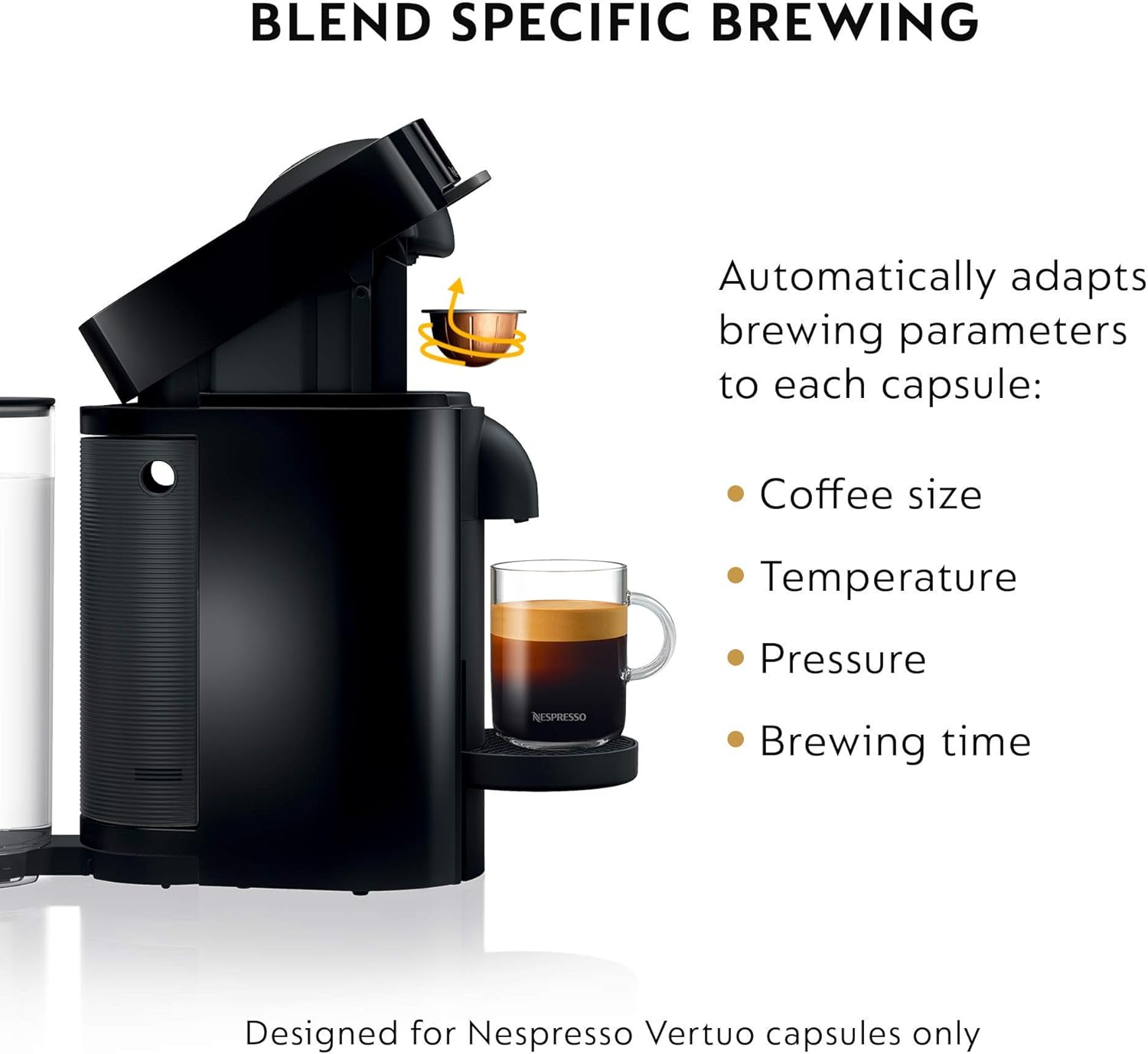 Nespresso Vertuo Plus Coffee and Espresso Machine by De'Longhi with Aeroccino, Ink Black (Renewed)