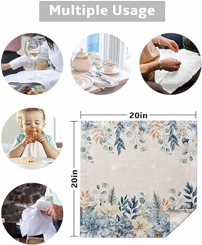 Miniatura 5 de Servilletas de lino de eucalipto de Navidad, 8 paquetes, servilletas reutilizables de mesa de cóctel para bodas, fiestas, hoteles, restaurantes,