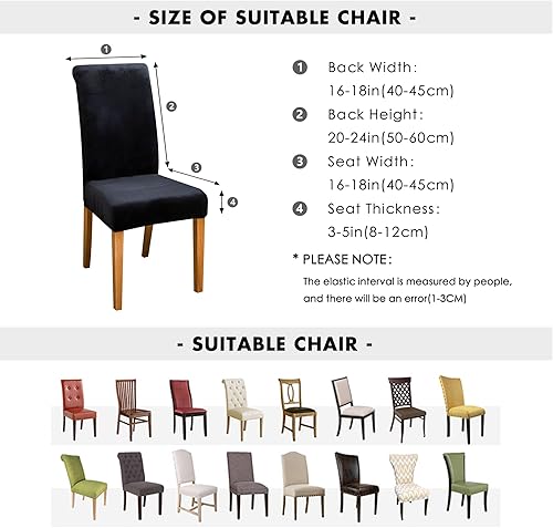 Vista 26 de Forcheer - Juego de 4 fundas elásticas para sillas de comedor con estampado elástico, lavable, extraíble, para cocina, hotel, restaurante