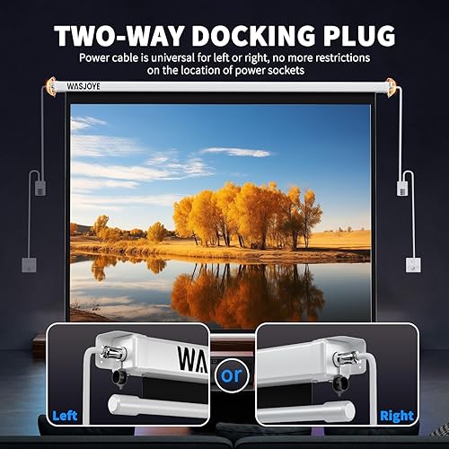 Miniatura 4 de WASJOYE Pantalla de proyector motorizada de 100 pulgadas a 43 Pantalla de proyector eléctrico para montaje en paredtecho con control remoto -