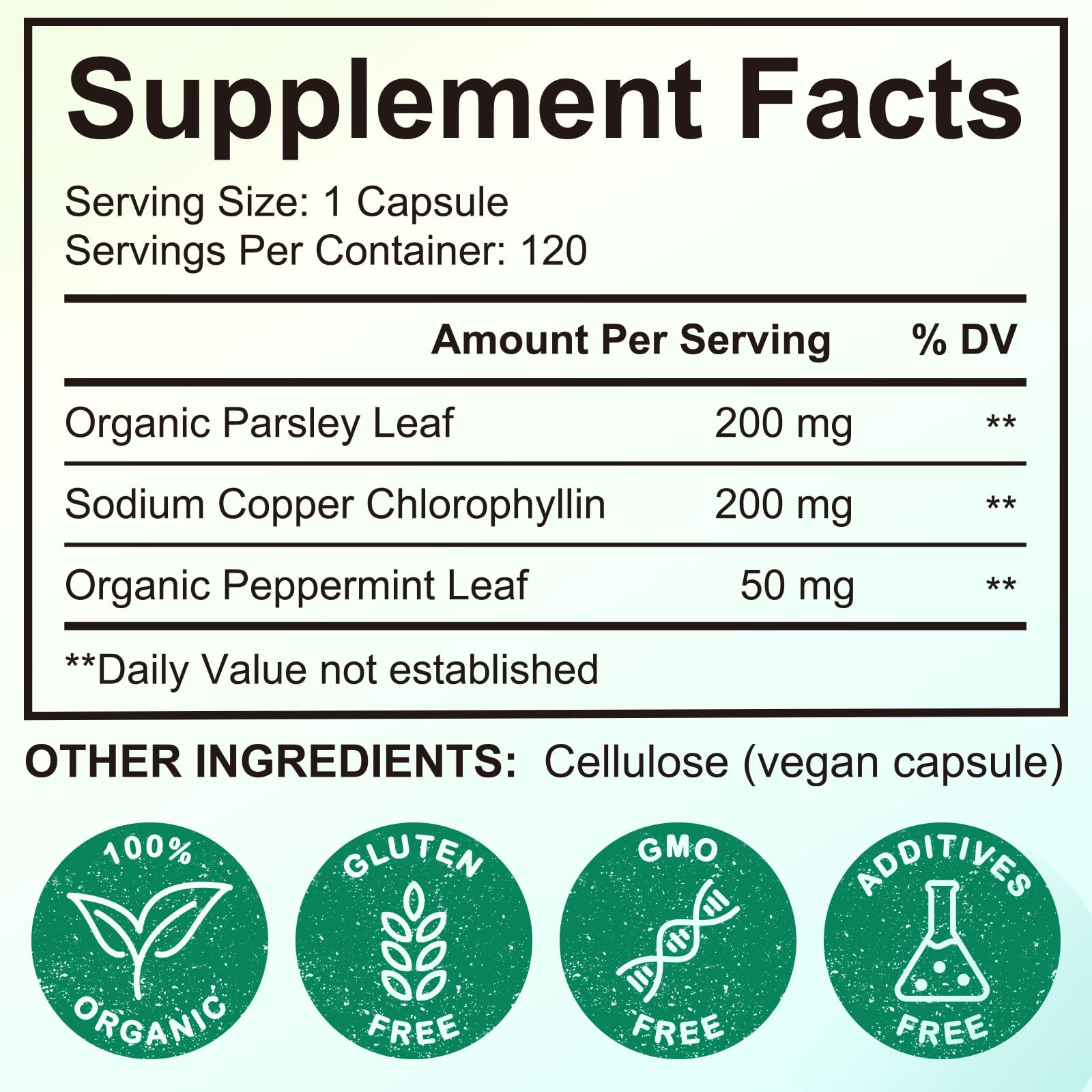 Body Deodorizing Supplement, (120 Capsules) Chlorophyll Capsules for Body Odor, Fresh Breath, Natural Odor Control Chlorophyll Pills for Men & Women,Vegan — Amazon image 3