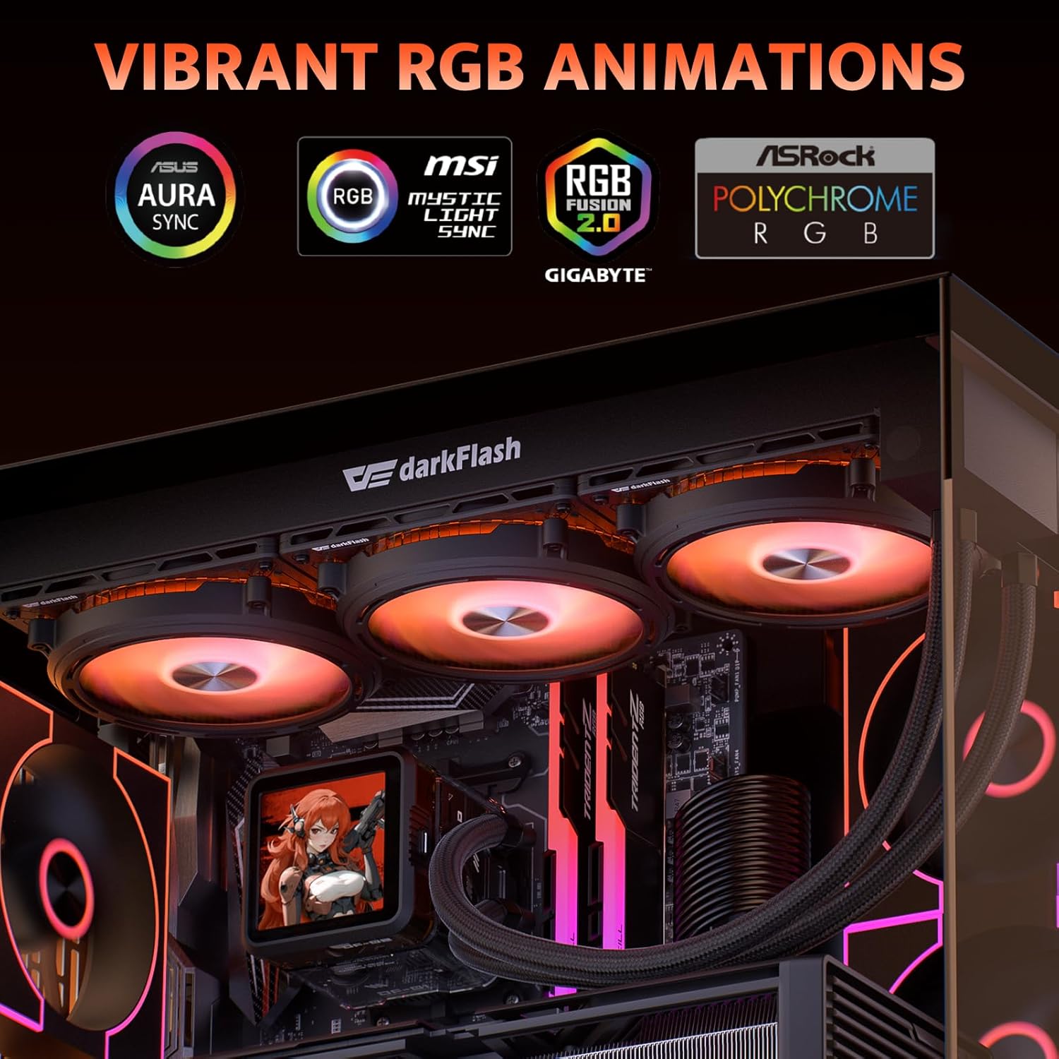 Vibrant RGB animations with motherboard sync compatibility