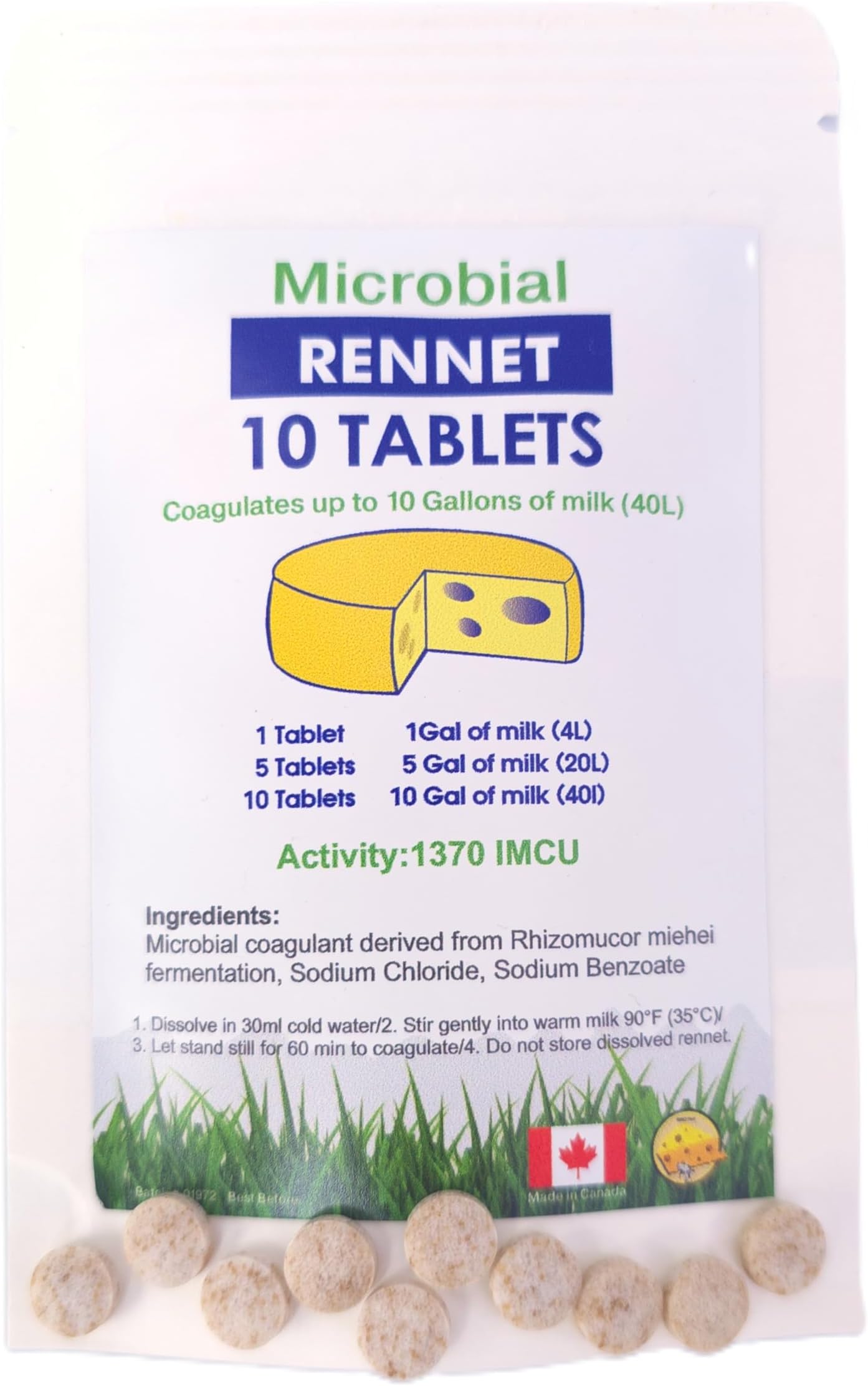 10 x Cuajo RENNET Tablets For any type of cheese 1 Tablet Coagulates 1 Gallon of Milk