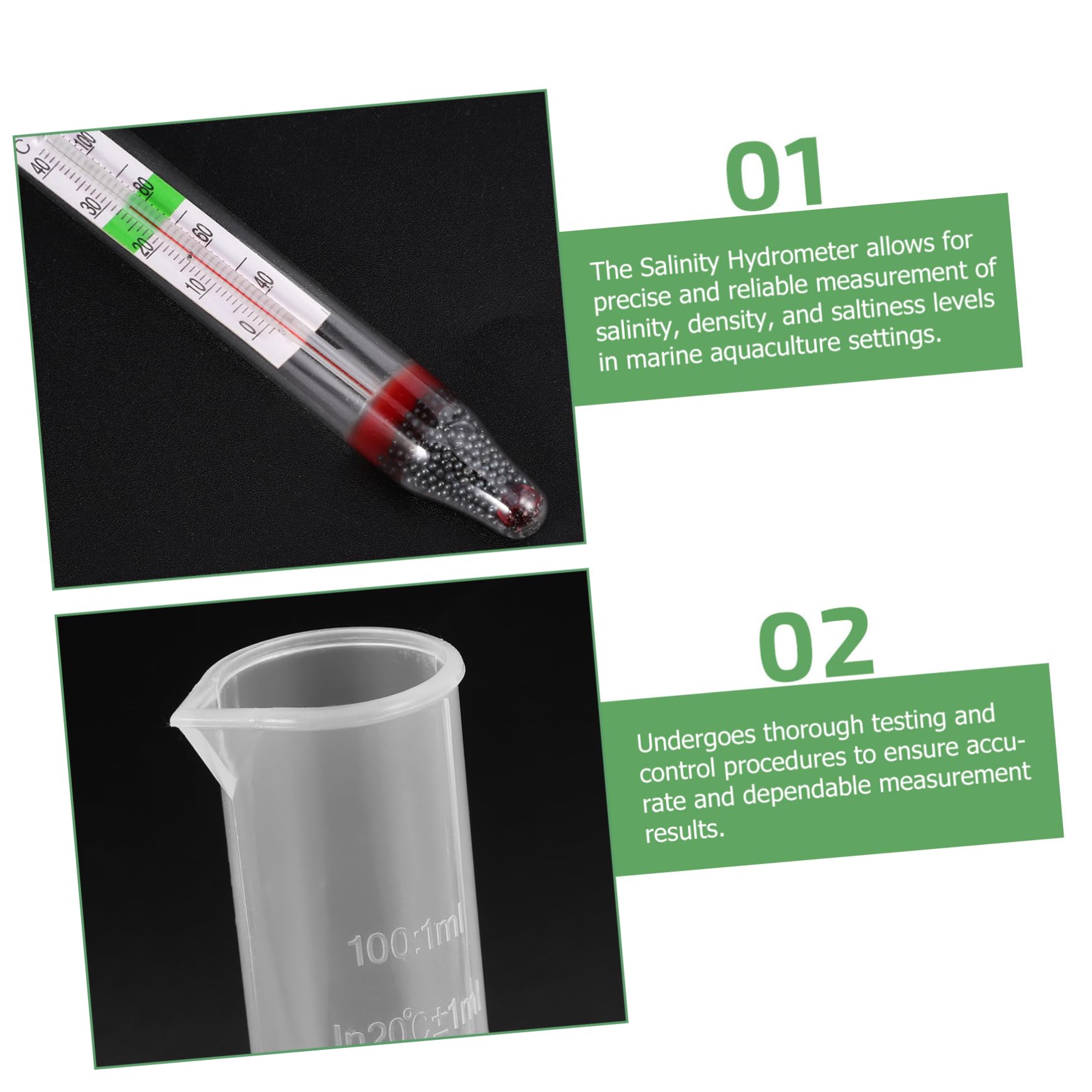SOLUSTRE 4sets Kit Di Misurazione Salinità Acquario Densimetro Con Scatola Strumento Preciso Per Monitorare Densità Mare