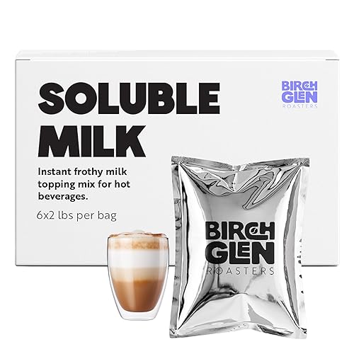 Birch Glen Roasters Mezcla de espuma de leche soluble a granel, 6 bolsas de 2 libras cada una, leche en polvo suave para cobertura cremosa de