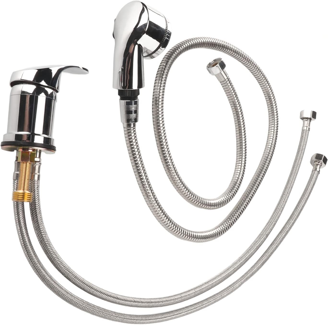 Salon Shampoo Sink Bowl Faucet and Sprayer Kit Ceramic Valve Sealing Hot Cold Shampoo Bed Faucet Sprayer Kit for Shampoo Bed Bowl Backwash Unit with Hose 1.2m