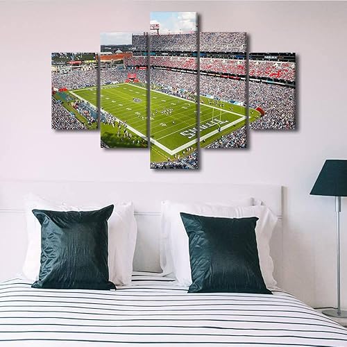 Vista 382 de Cuadros de estadios deportivos de fútbol americano de Minnesota, cuadros de vikingos, 5 paneles, lienzo para pared, arte de pared del estadio