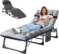 Vista 25 de MOPHOTO Silla Tumbona Plegable de 5 Posiciones, Catre Plegable, Sillas Tumbonas de Patio Resistentes para Exteriores, Junto a la Piscina, Playa
