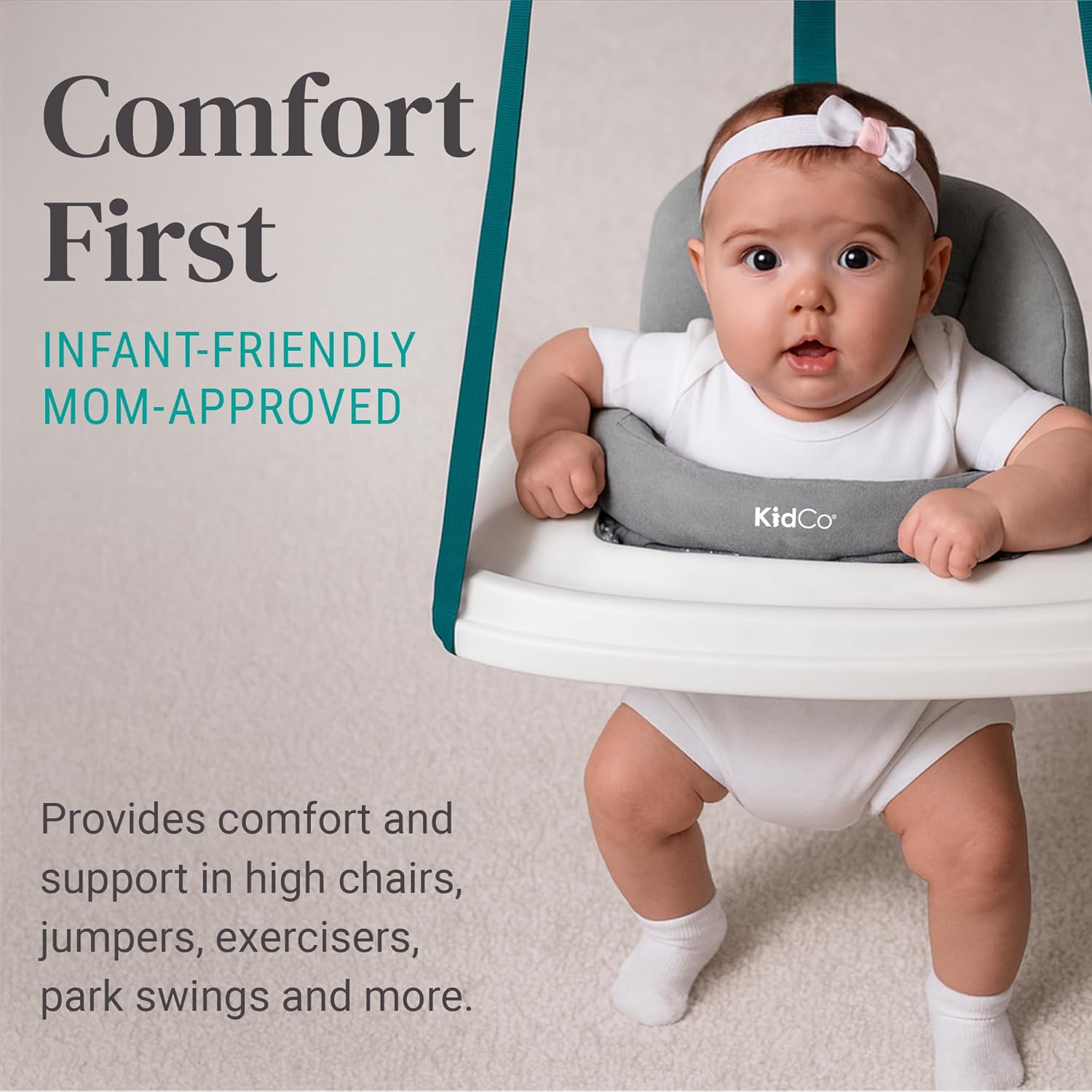 KidCo HuggaPod Portable Baby Seated Support - Situp Baby Seat, Portable Infant Sit Up Seat for Jumpers, Swings, and More, Machine Washable