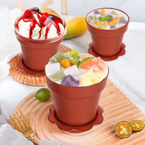 Miniatura 2 de Kichvoe Juego de 20 tazas de postres con cucharas, tazas de parfait, helado, cupcakes, pudín para hornear, macetas de flores