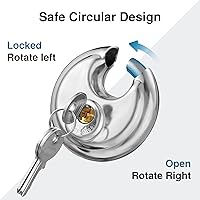 Vista 3 de Puroma Cerradura de disco resistente, acero inoxidable, resistente al agua y al óxido, grillete de 5/16 pulgadas, 3 llaves (paquete de 1)