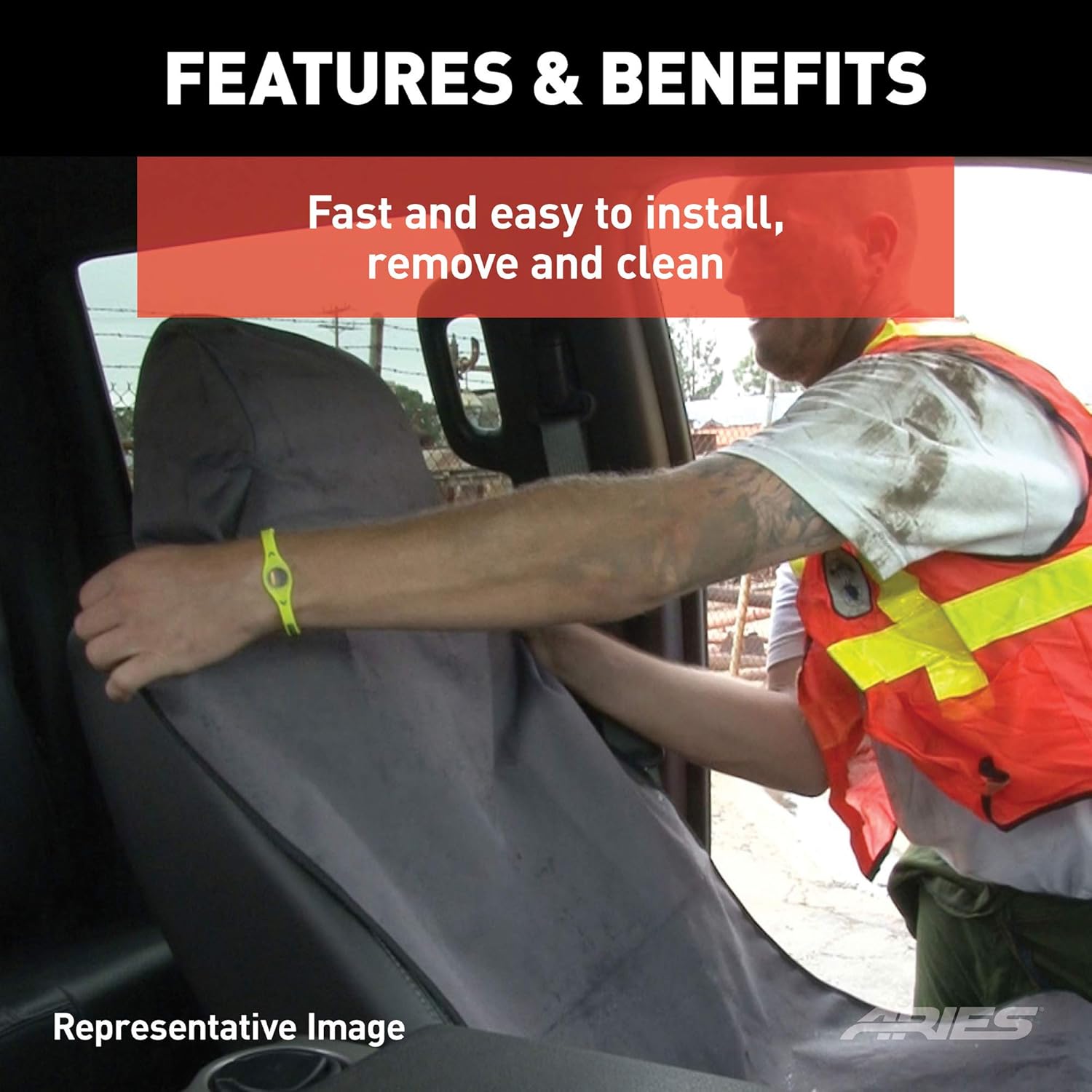 ARIES 3147-20 Seat Defender 58-Inch x 63-Inch Camo Waterproof Universal Extra-Large Bench Truck Seat Cover Protector