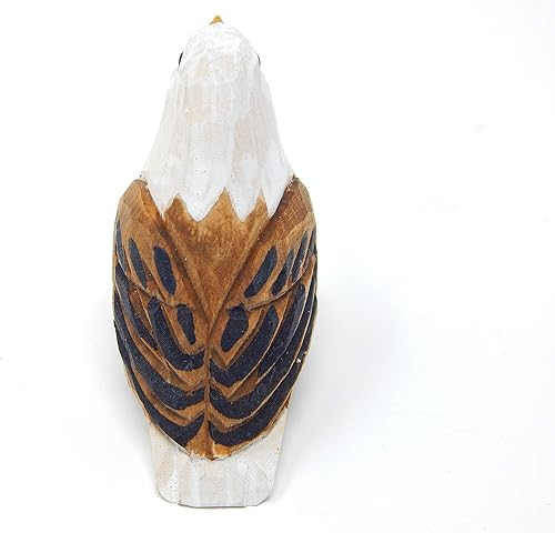 Miniatura 5 de Adorno de madera de águila calva, figura de pájaro colgante de madera tallada a mano, decoración patriótica, escultura de vida silvestre en