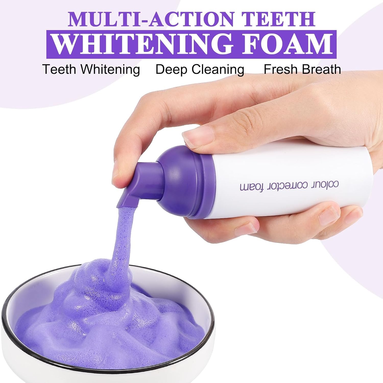 Purple Toothpaste for Teeth Whitening,Purple Teeth Whitening Kit,Tooth Stain Removal Colour Corrector,4pcs&1.5Fl Oz