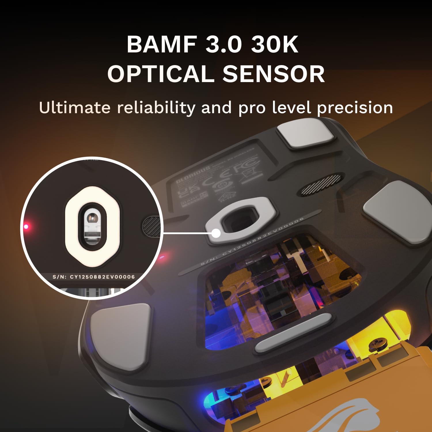 GLORIOUS Gaming Model D3 Wireless Gaming Mouse - InfinitePlay Swappable Battery System, 8k Polling, 130M Click Optical Switches, Ultralight 69g, 30K DPI Optical Sensor, RGB - Black - 3