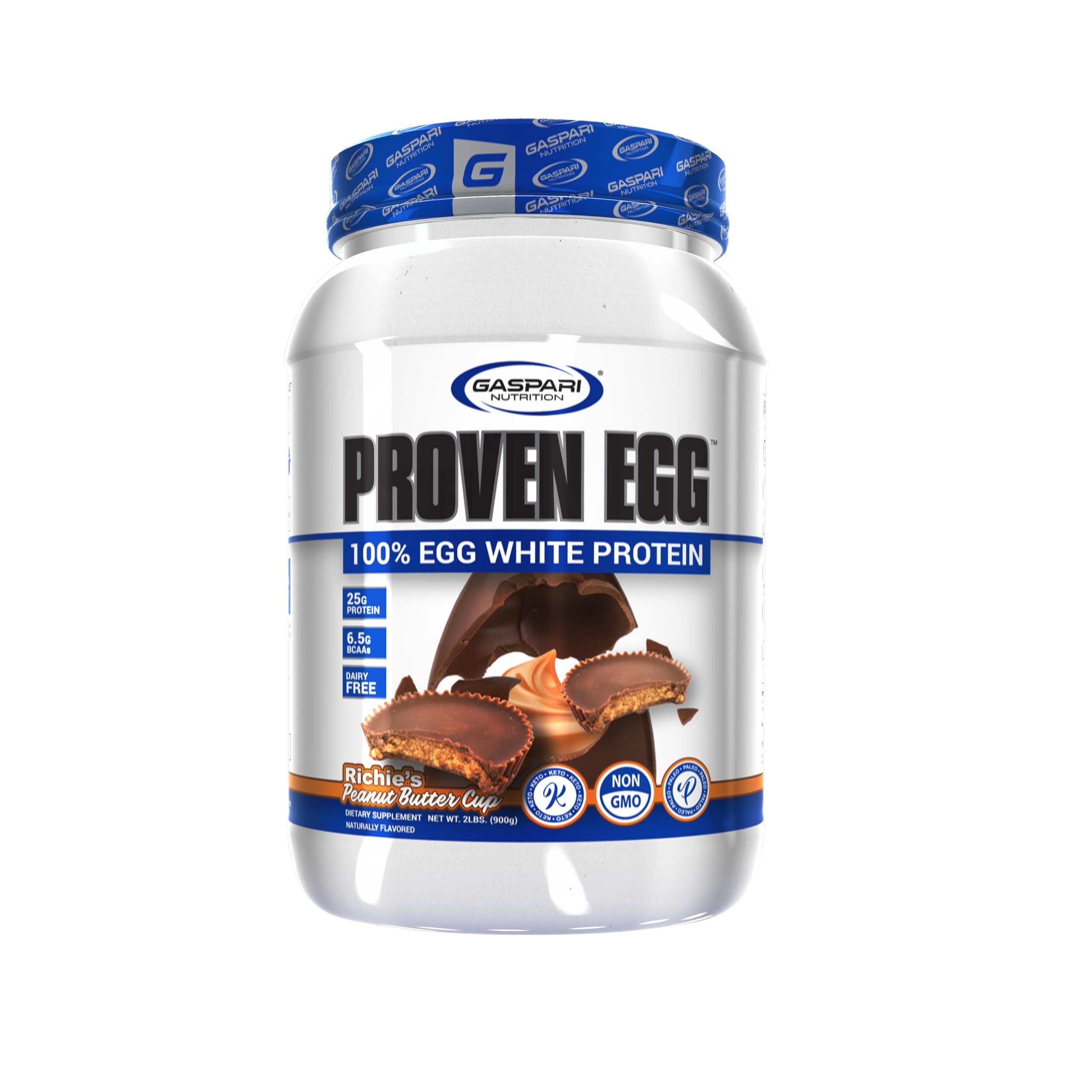 Gaspari Nutrition Proven Egg, 100% Egg White Protein, 25g Protein, Keto Friendly, Dairy and Lactose Free, Soy Free (2 lbs, Peanut Butter Cup)
