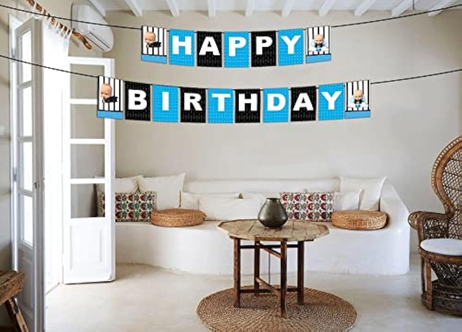 Theme My Party "Boss Baby" Birthday Decoration Party Supplies for Birthday Boy (Boss Baby - Happy Birthday Banner)