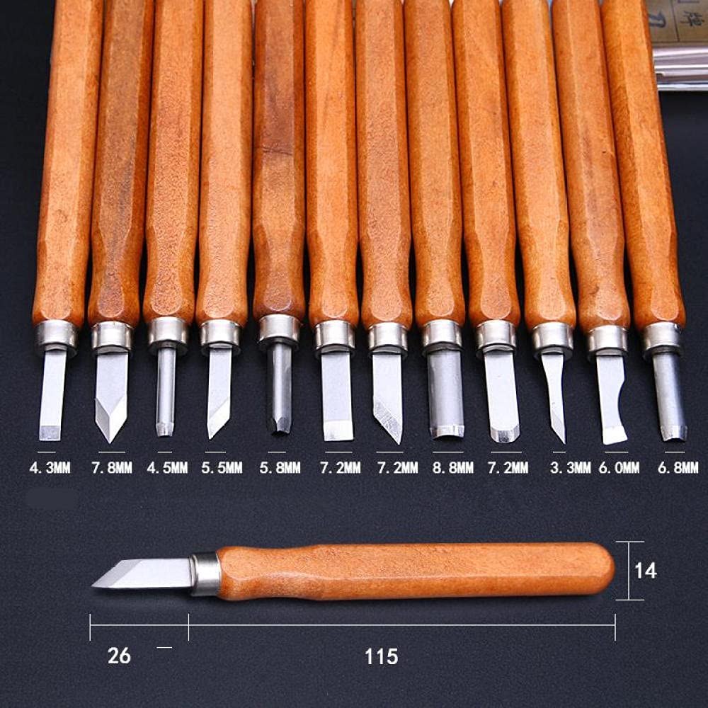 Narzędzia Rzeźbiarskie Dłuta Do Drewna Narzędzia Rzeźbiarskie Dłuto 12 Sztuk Wood Carving Narzędzie Handmade Gumowa Pieczęć Z Szlifierki Zestaw Kamień Rzeźby Drzeworyt Korzeń Rzeźba I Seal Carving Uti