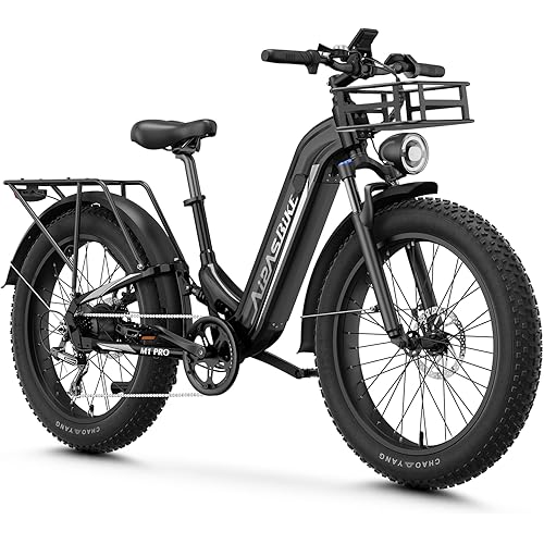 Aipas M1 Pro Electric Bike, 1800W Peak Motor Electric Bike for Adults, 48V 17.5Ah, 26'' x 4.0'' Fat Tire Electric Mountain Bike, Ebike with 85 Miles, 36MPH, 7 Speed 110Nm and Dual Suspension