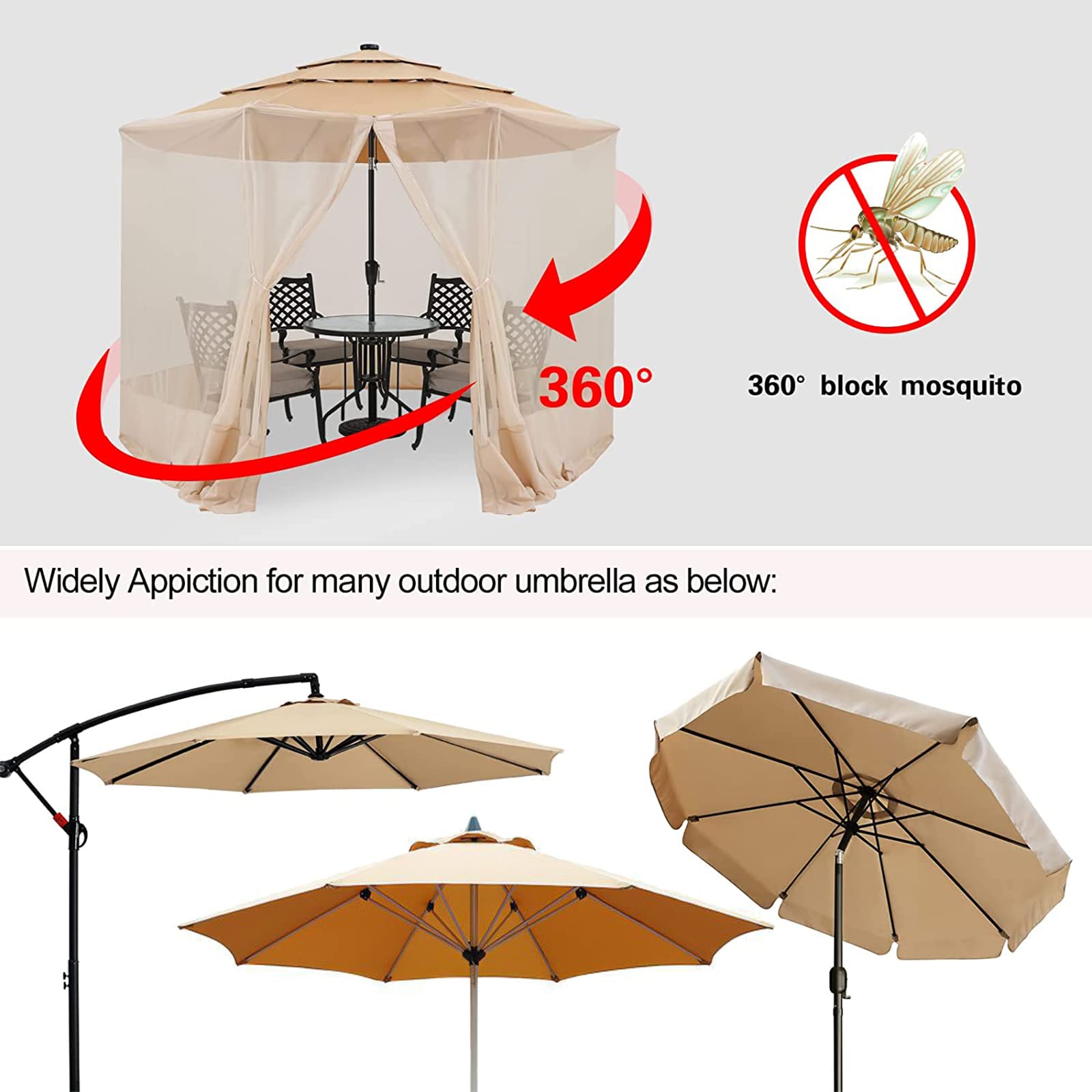 Moskiaria do Parasoli Patio, Zewnętrzny Poliestrowy Namiot Wiszący