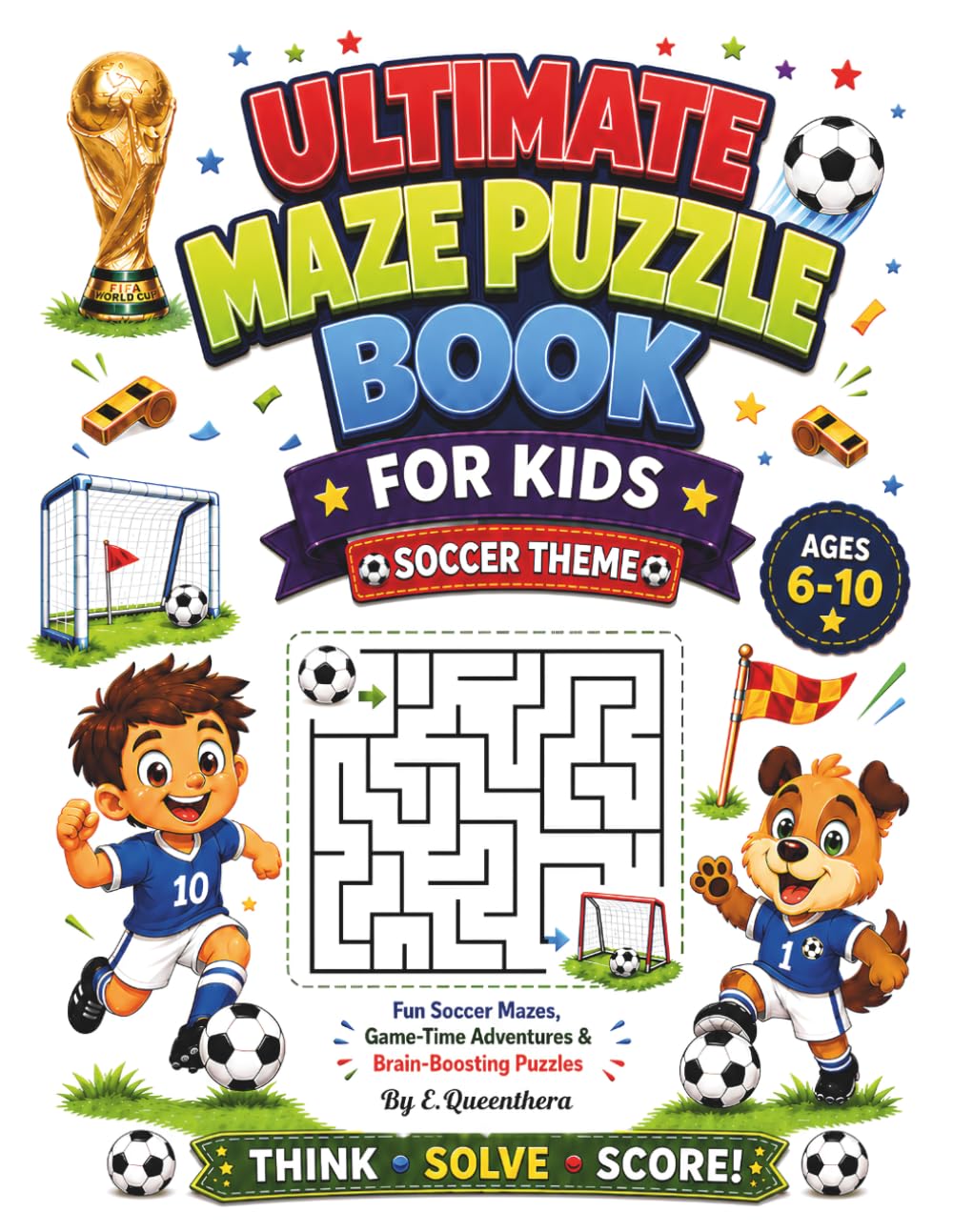 Ultimate Maze Puzzle Book for Kids Ages 6-10: 100 Soccer-Themed Square Mazes with Easy, Medium, Hard, and Extra Hard Challenges for Kids
