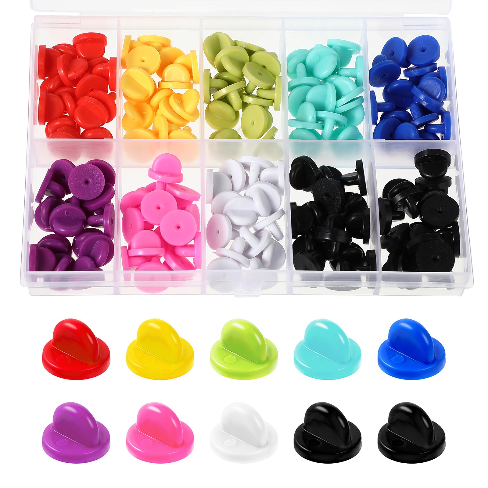 150PCS Pin Backs Locking, Multicolour Rubber Safety Pin Backings for Brooch, Tie, Hat Badge & Insignia, Needleless Butterfly Clutch Lapel Pin Backs for Uniform Badges & Enamel Pins