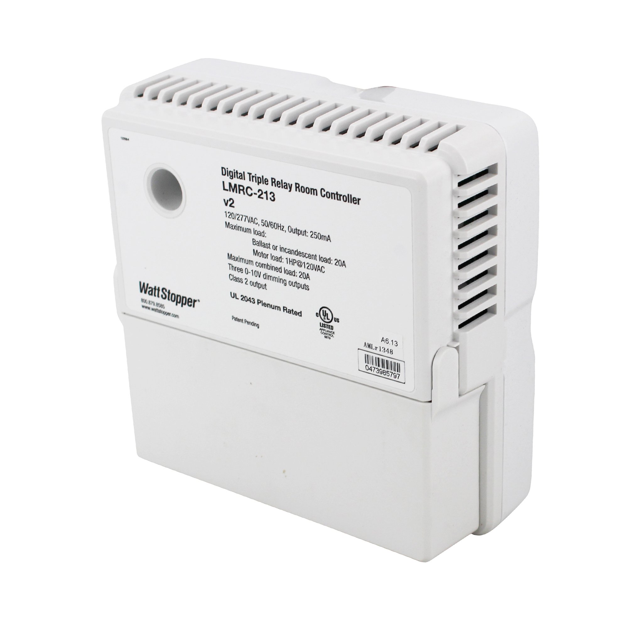 Watt Stopper LMRC-213 Digital 3-Relay Room Controller On/Off/Dimming 120/277, White