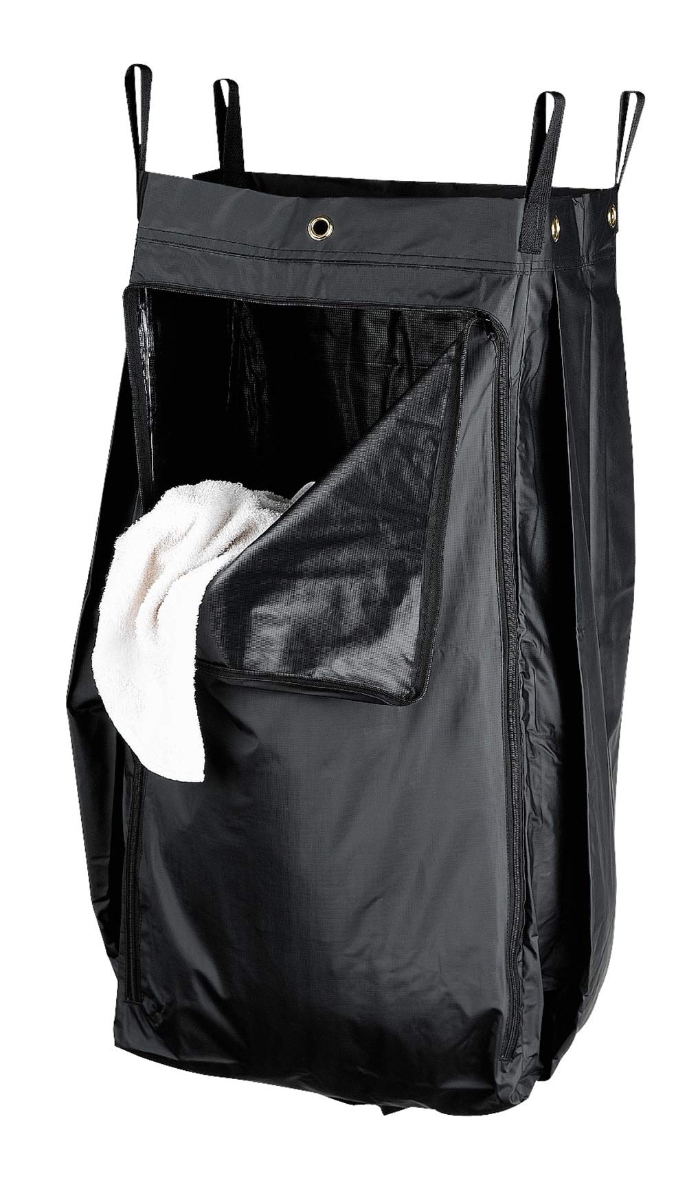 Commercial Housekeeping Cart with High-Capacity 34-Gallon Rolling Utility Bag, PVC Trash Service Bin for Janitor Supplies, Office Maintenance, and Garbage Tool Work - Brown